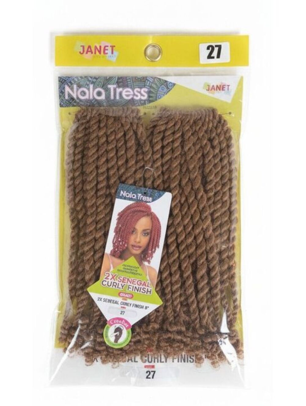 Janet Collection Nala Tress 2X Senegal Curly Finish Crochet Braid Hair 8" 27